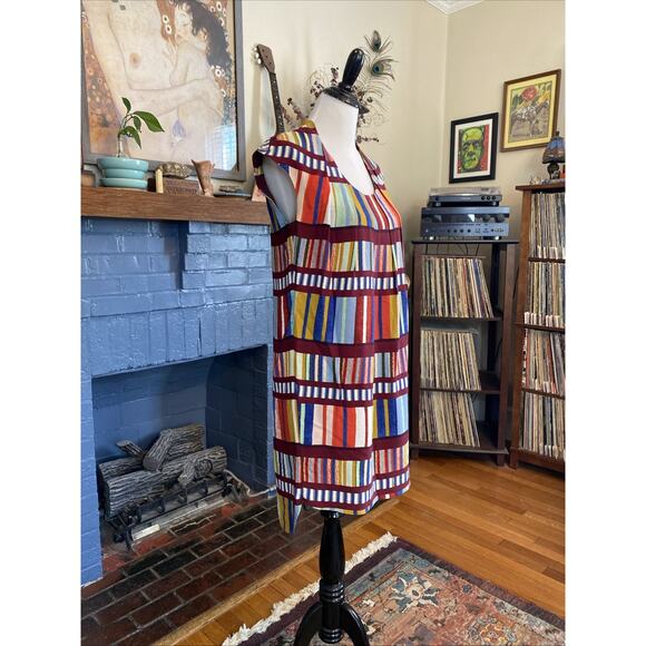Anthropologie 4 Maeve Au Revoir Colorful Stripe Library Bookshelf Shift Dress S - Picture 6 of 15
